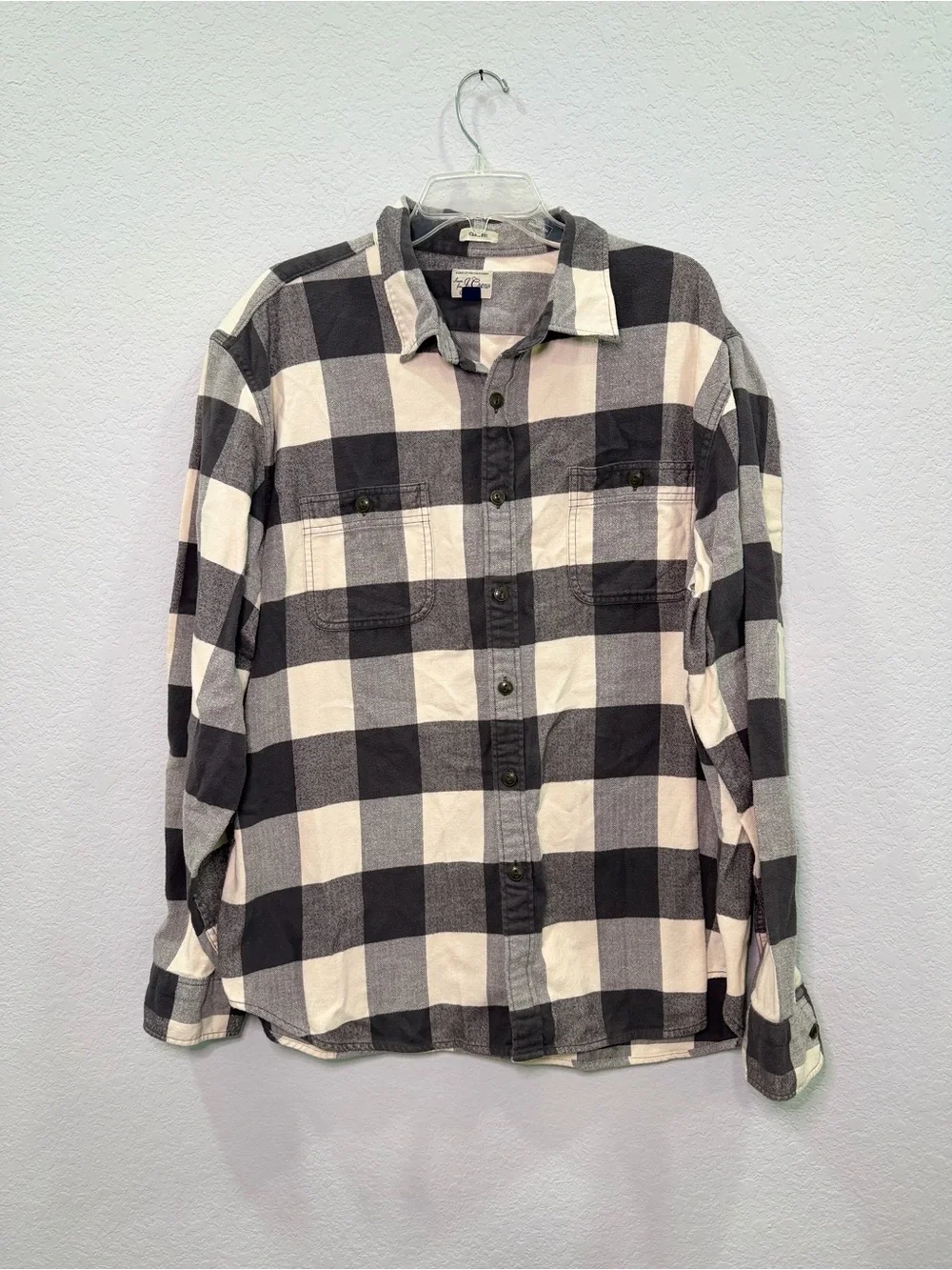 J. Crew Gray and Cream Buffalo Plaid Button-Up Shirt